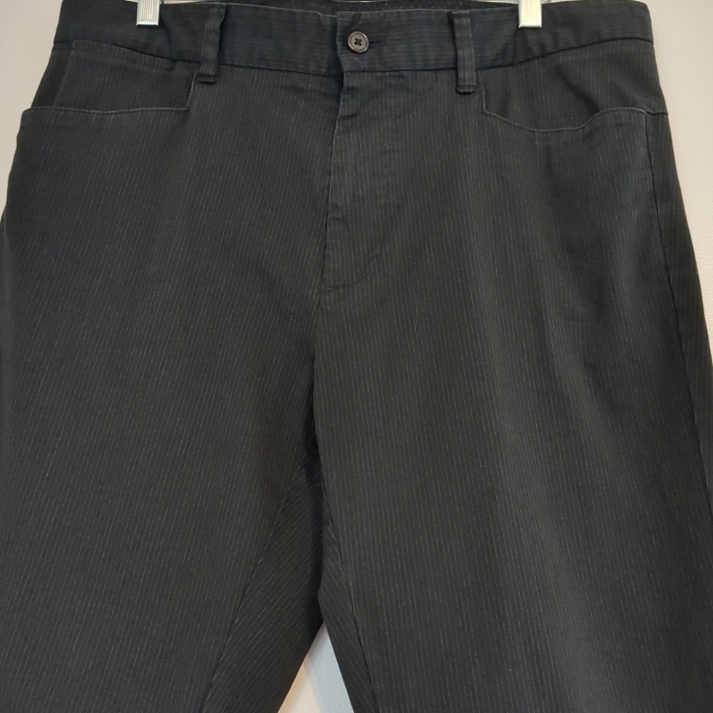 Calvin Klein Chino Pants Mens 34 Black Stripe Cotton Business Casual Formal - Picture 2 of 11
